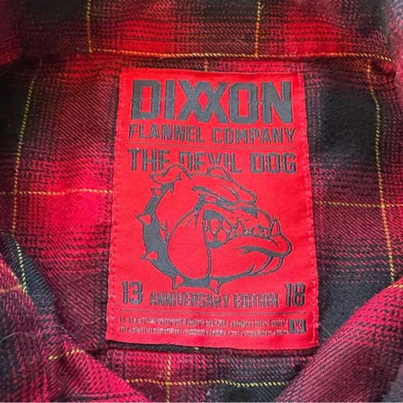 Dixxon Flannel Devil Dog Shirt Mens M Red Plaid  Anniversary Edition *See Des* - Picture 2 of 7